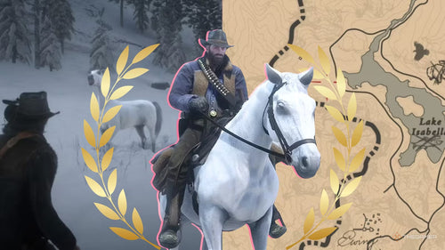 White Arabian horse in snowy wilderness — rarest horses in Red Dead Redemption series guide