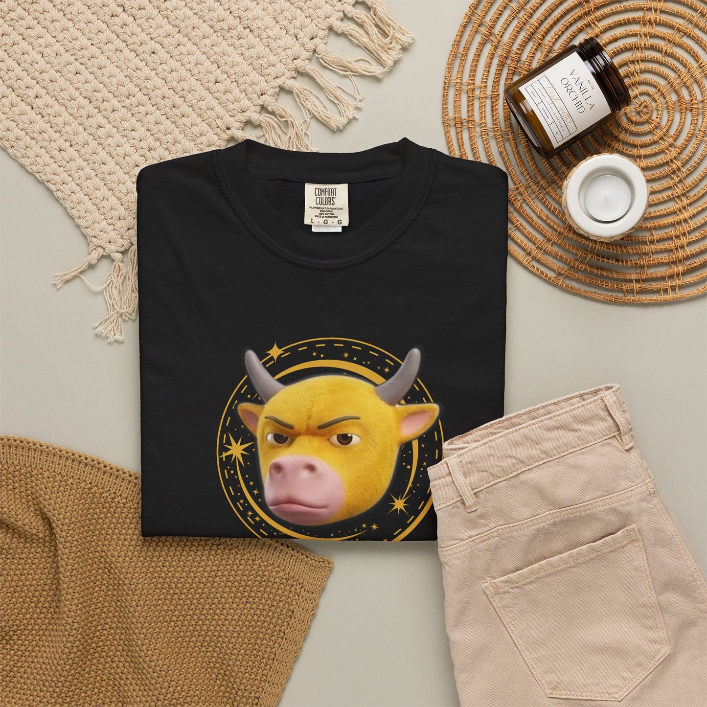 Niu Lai Ox Meme Graphic Tee | 牛来 Celestial Halo Streetwear Shirt | Comfort Colors 1717