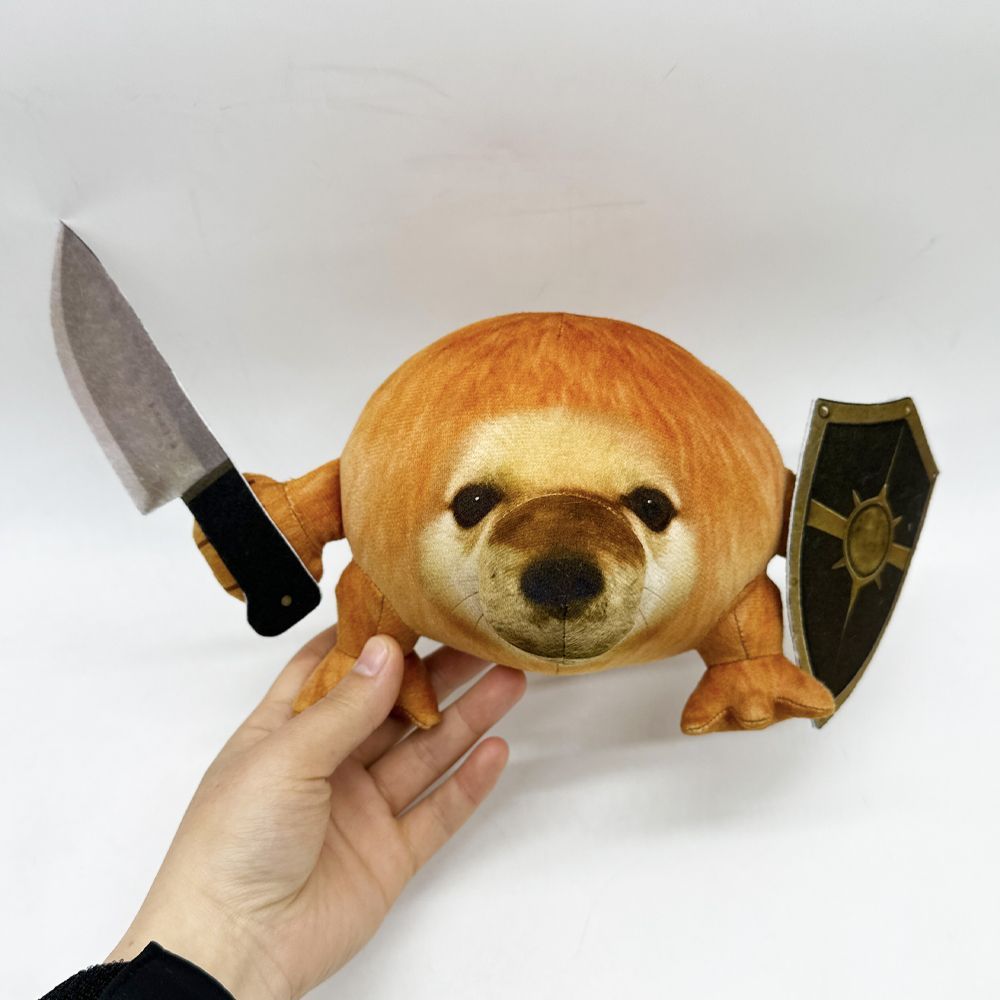 14cm sword and shield dog plush toy on desk display