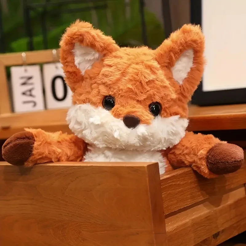 Adorable fox stuffed animal with detailed embroidered eyes