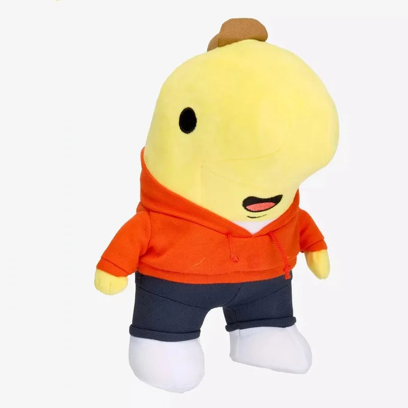 Close-up of soft short plush fabric on Allan stuffed plush