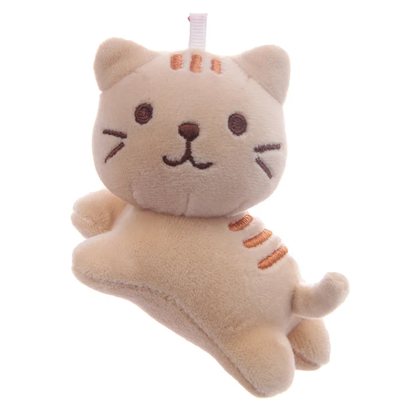 Closeup of PP Cotton filled COTTON fabric cat plush keychain texture
