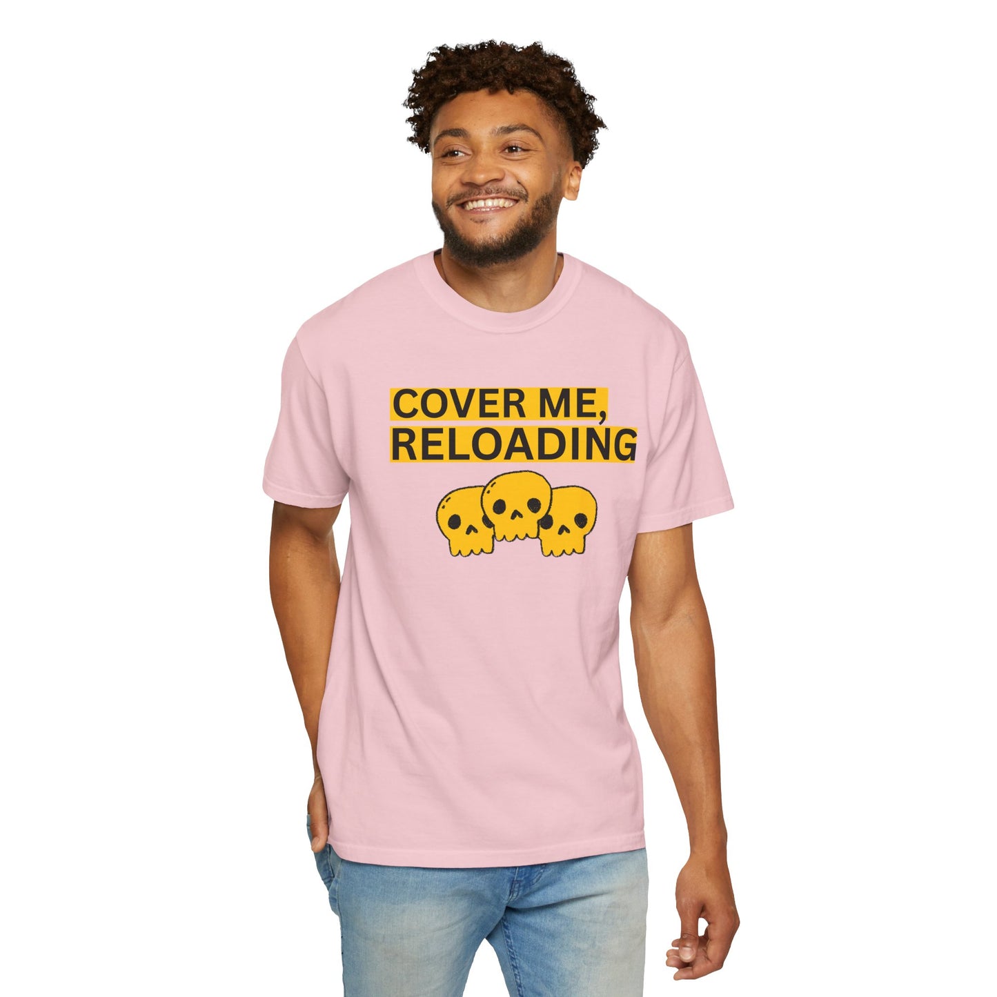 Cover me reloading shirt worn casually with cargo pants gaming streetwear look