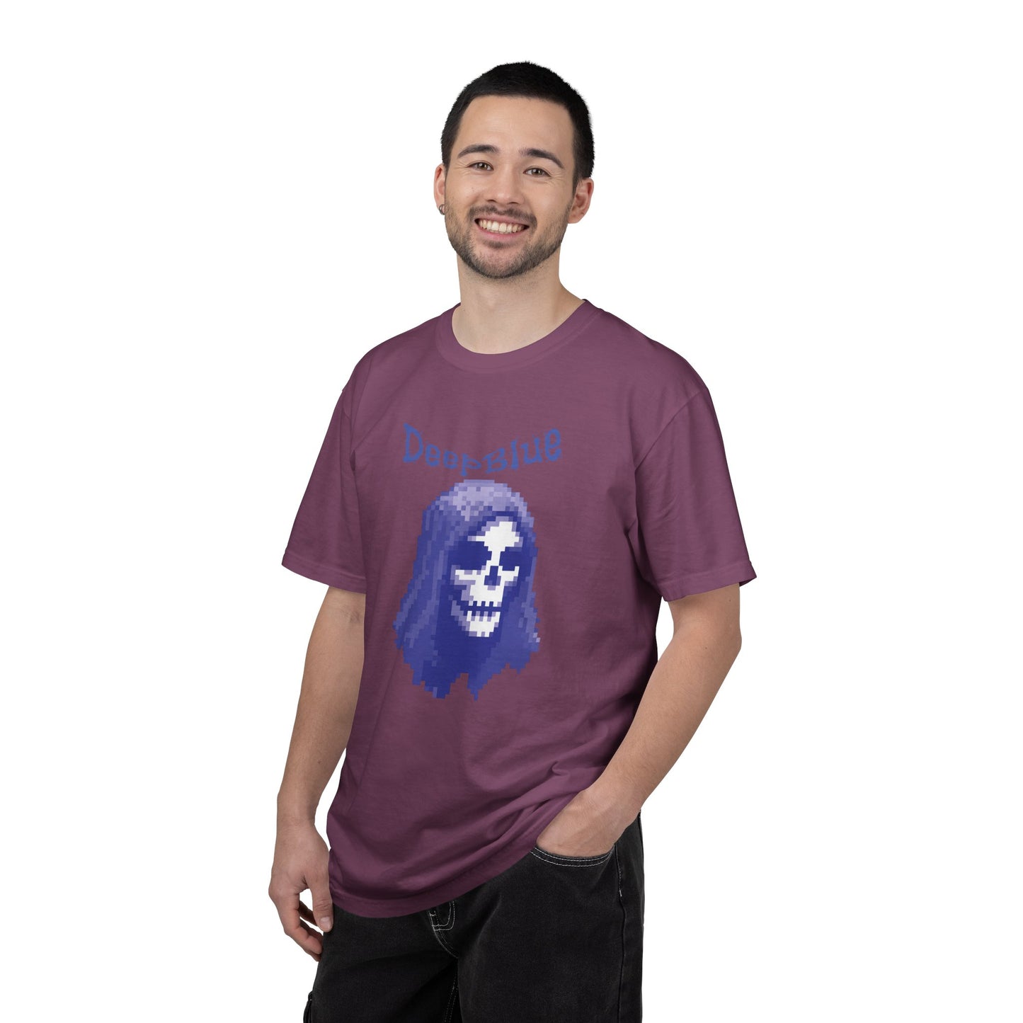 Deep Blue unisex pirate tee ghost mannequin back view product photo
