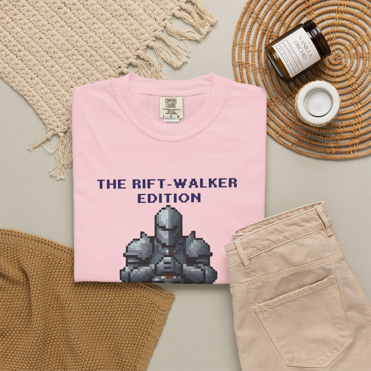 Full collection lay-down of rift walker tees in available garment-dyed colorways