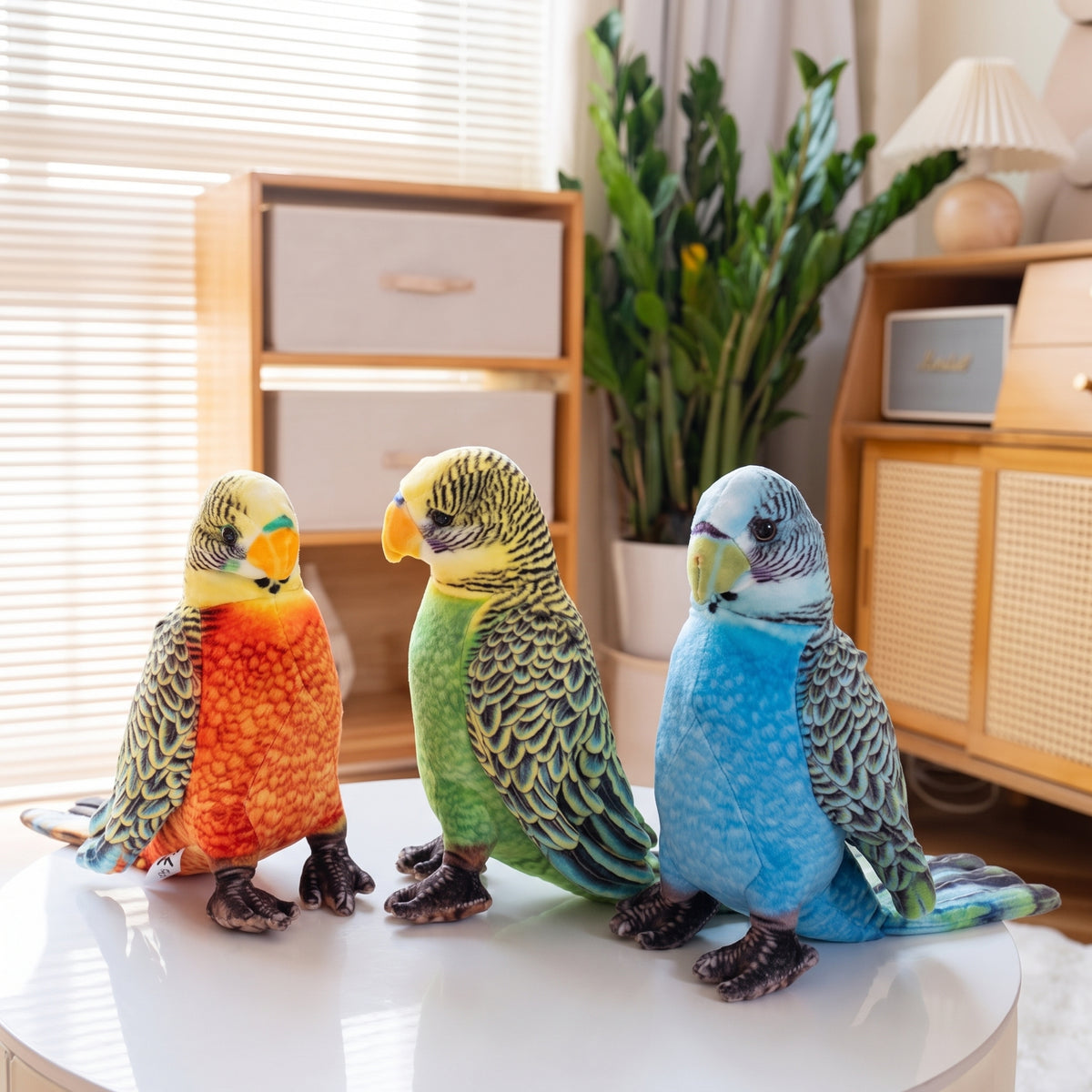 Realistic Budgie Plush Toy 23cm | Lifelike Budgerigar Stuffed Animal | 5 Color Variants