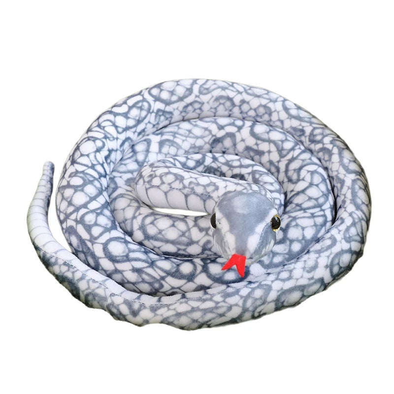 Green snake plush giant realistic python body pillow stretched full length on floor