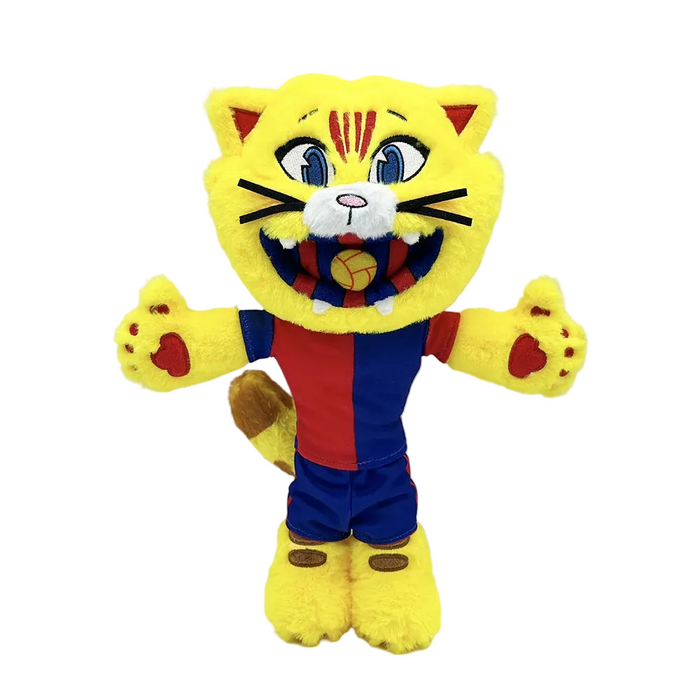 Handmade football mascot cat plush toy 31cm front view