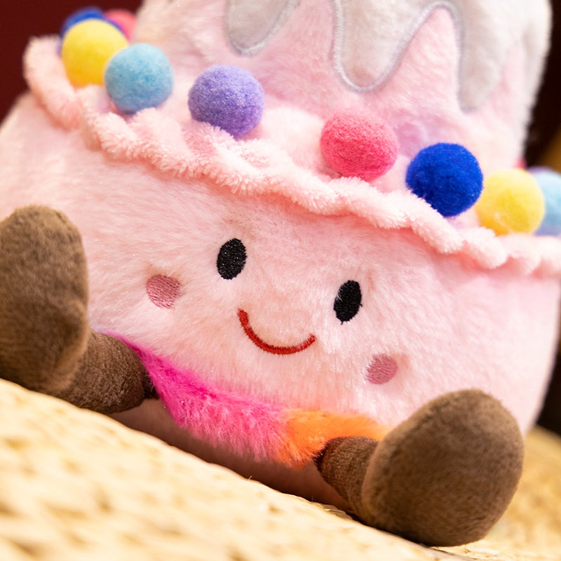 Kawaii plush pillow displayed on bed as room accent decor