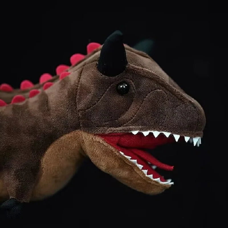 Realistic dinosaur stuffed animal 35cm held in hand for size reference