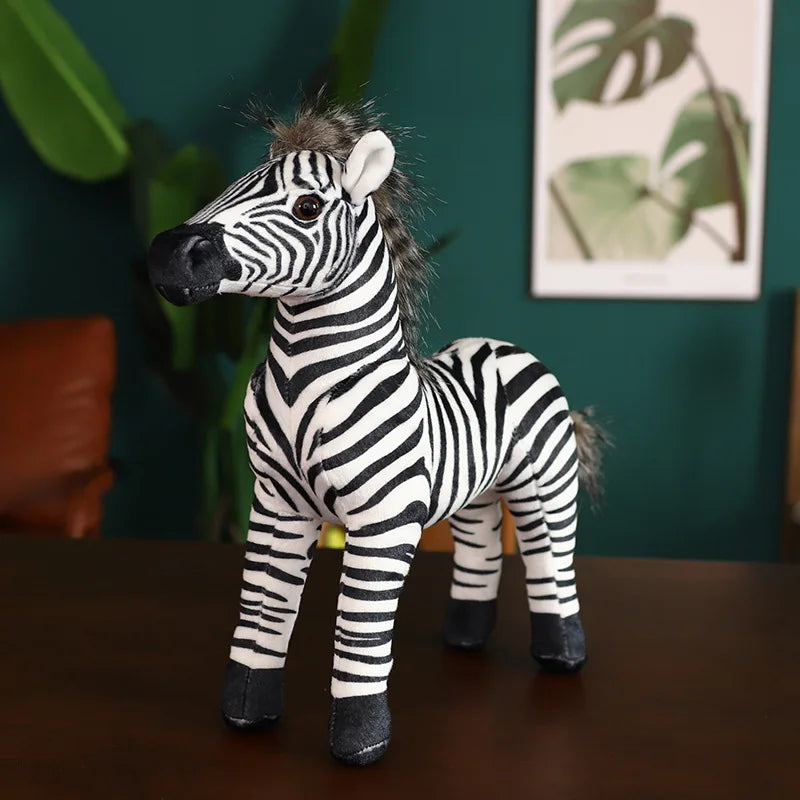 Realistic Standing Zebra Plush 33cm Lifelike Zebra Stuffed Animal Safari Nursery Decor and Gift