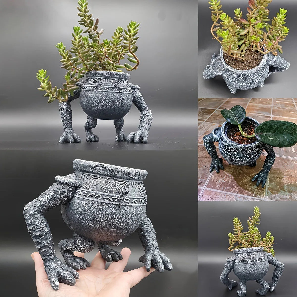Detailed Elden Ring figurine of Iron Fist Alexander with planter