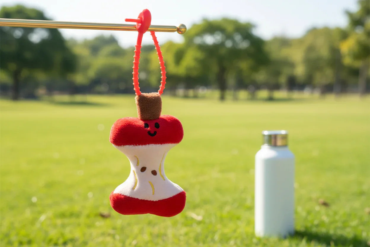 Soft fabric bag pendant in the shape of a nostalgic apple core