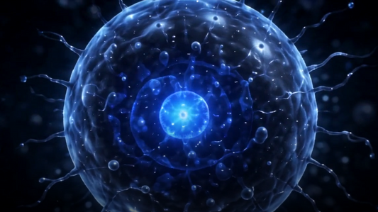 I Reincarnated Into a Single-Celled Organism anime key art, a glowing evolved cell organism from the Trimz series by Shadow Damned