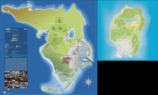 Gaming setup comparing GTA 5 and GTA 6 graphics side by side on dual monitors in 2026