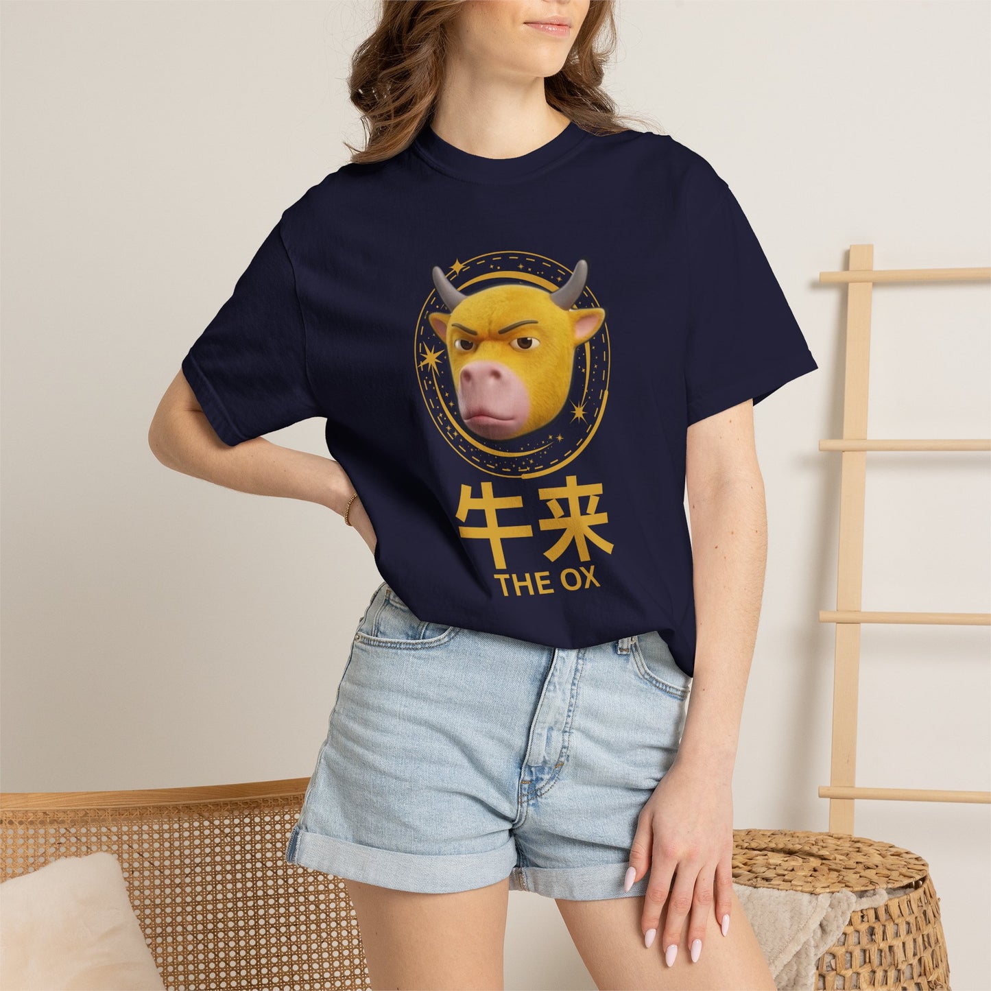 Niu Lai Ox Meme Graphic Tee | 牛来 Celestial Halo Streetwear Shirt | Comfort Colors 1717