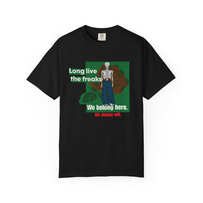 Long Live the Freaks" Gothic Skeleton T-Shirt
