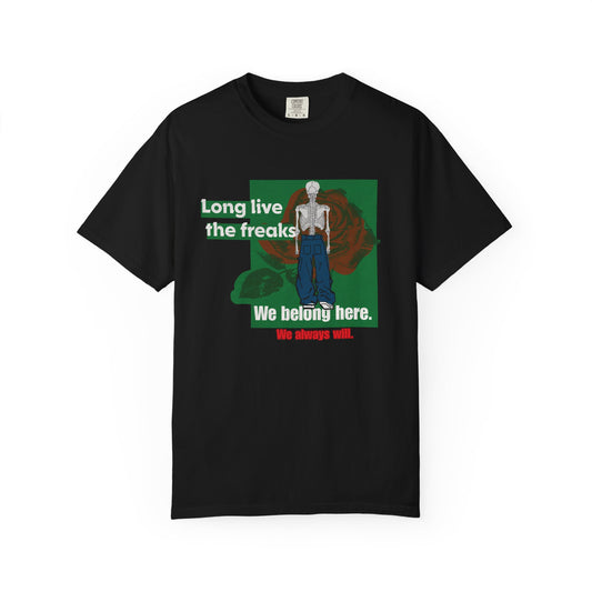 Long Live the Freaks" Gothic Skeleton T-Shirt