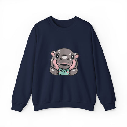 Cozy Moo Deng baby hippo sweatshirt - Viral sensation design