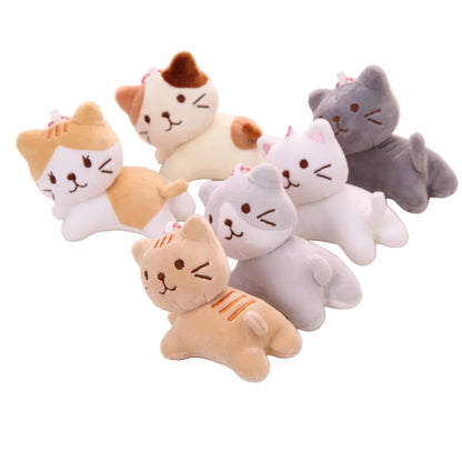 12cm tilt-head kitten cat plush keychain Bicolor Ginger variant on white background