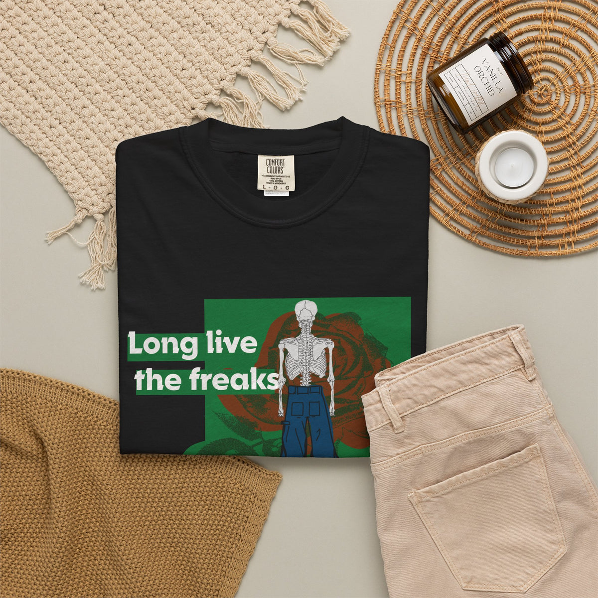 Long Live the Freaks" Gothic Skeleton T-Shirt