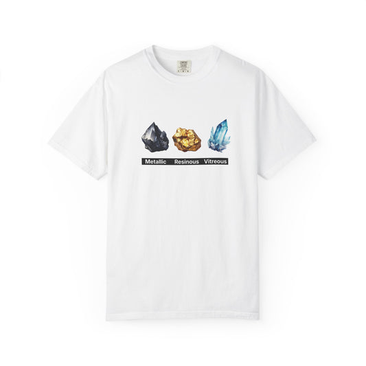 Crystal Types T-Shirt — Metallic, Resinous, Vitreous Graphic Tee