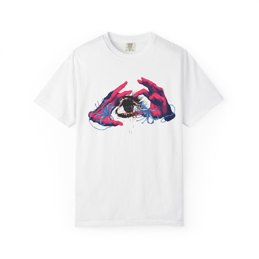 Surreal Eye & Hands Graphic T-Shirt — Artistic Psychedelic Tee