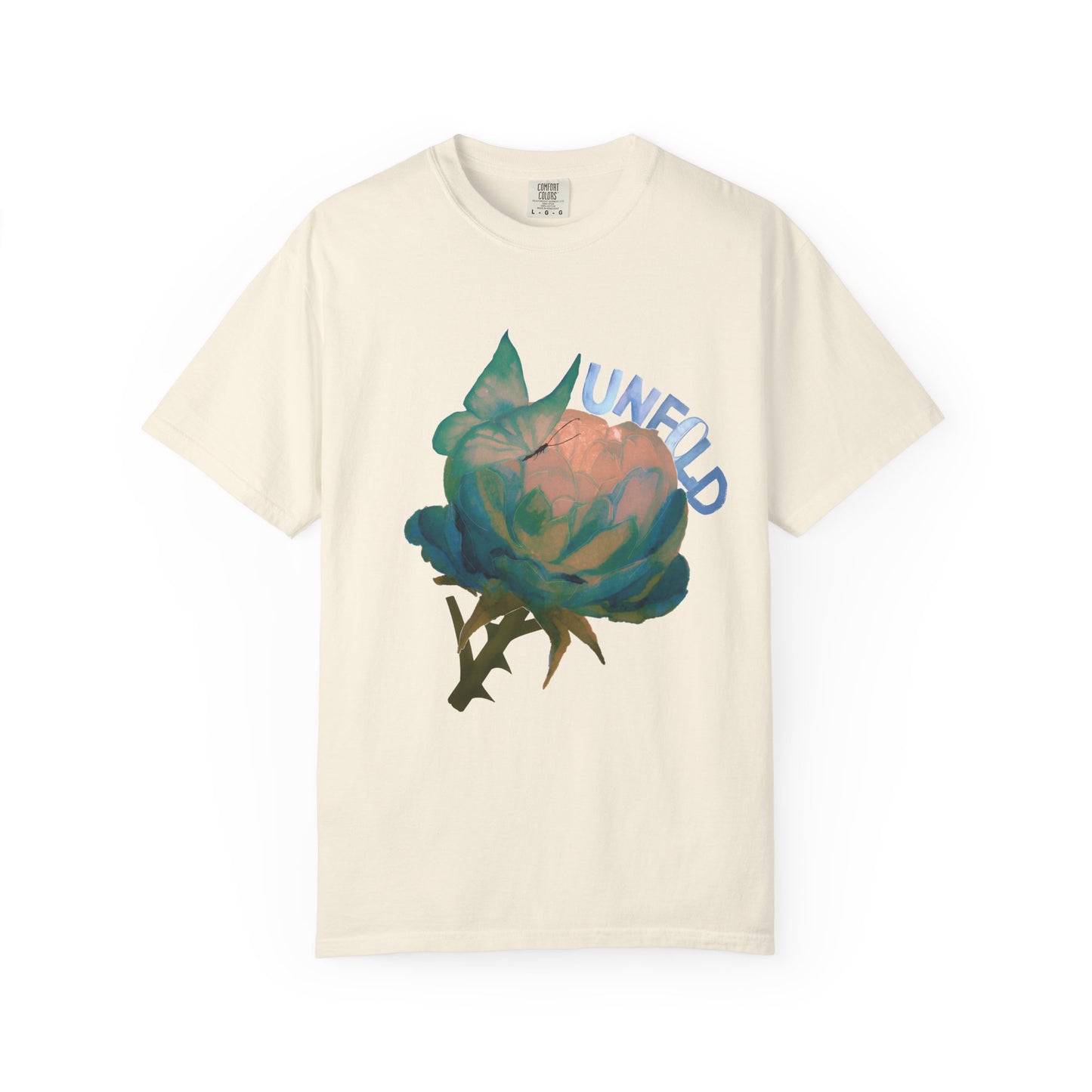 Unfold Rose Graphic Tee | Vintage Floral Garment Dyed Unisex T-Shirt by Aprasi