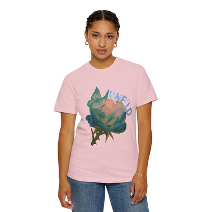 Unfold Rose Graphic Tee | Vintage Floral Garment Dyed Unisex T-Shirt by Aprasi