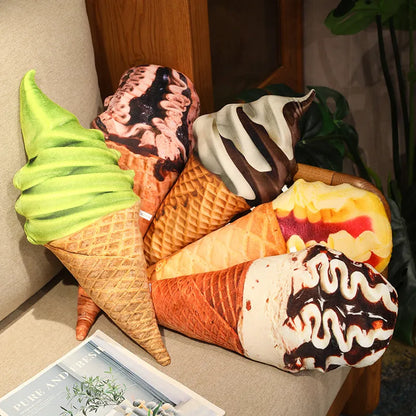 20cm mini ice cream plush toy beside 50cm large version for size comparison