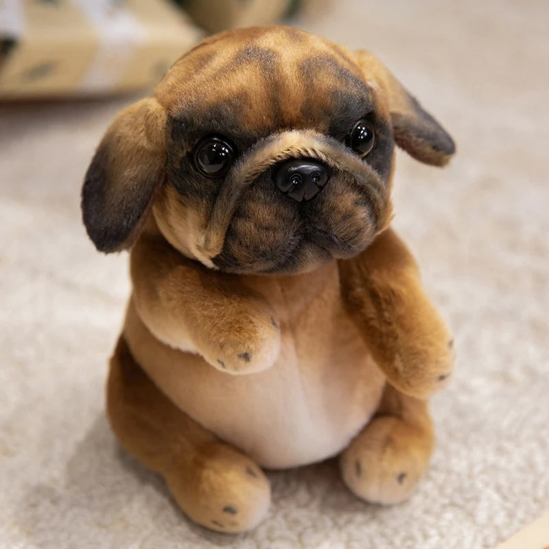 20cm realistic pug plushie next to ruler showing size comparison