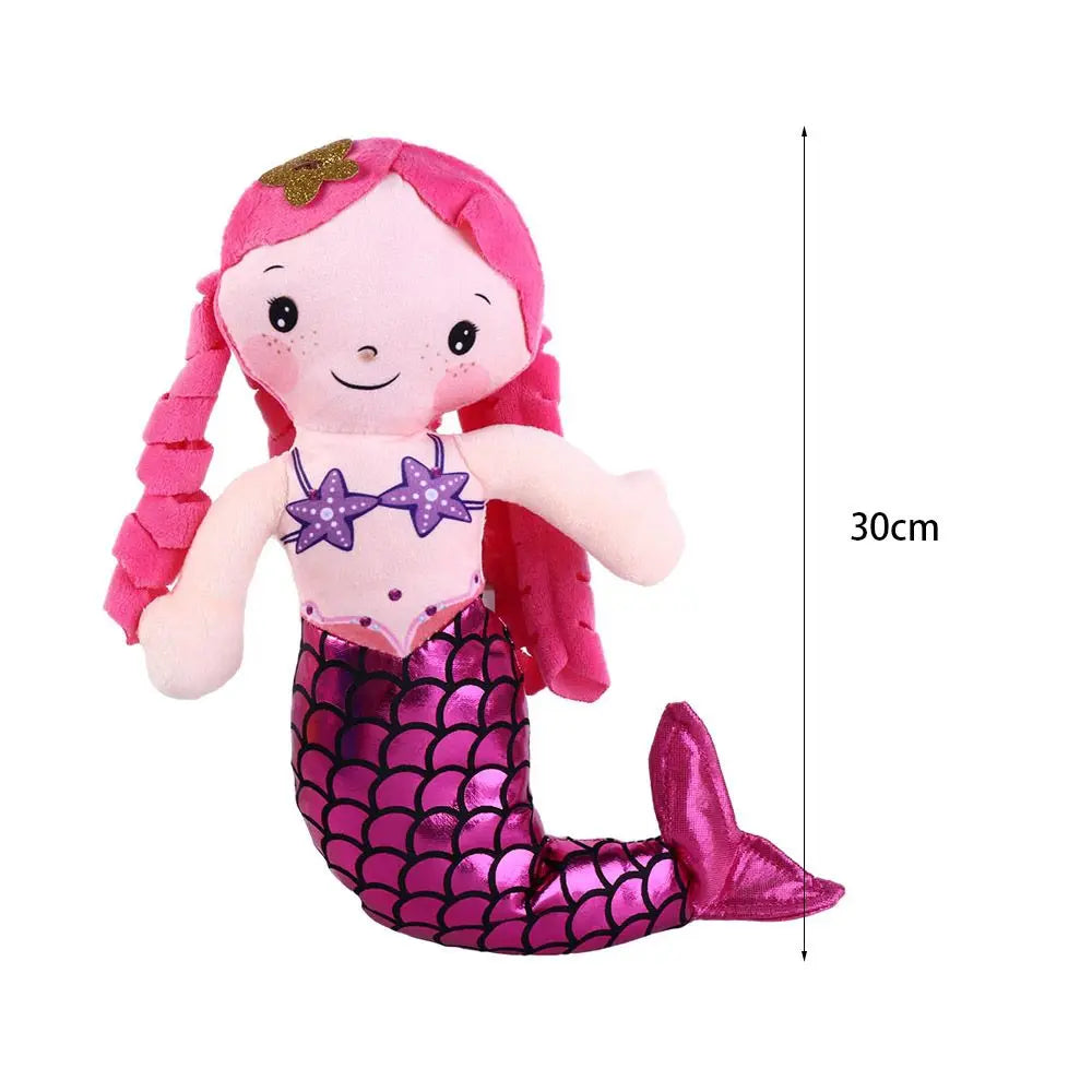 30cm mermaid plush doll next to ruler showing size scale