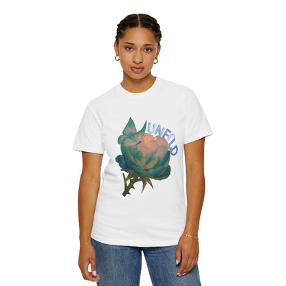 Unfold Rose Graphic Tee | Vintage Floral Garment Dyed Unisex T-Shirt by Aprasi