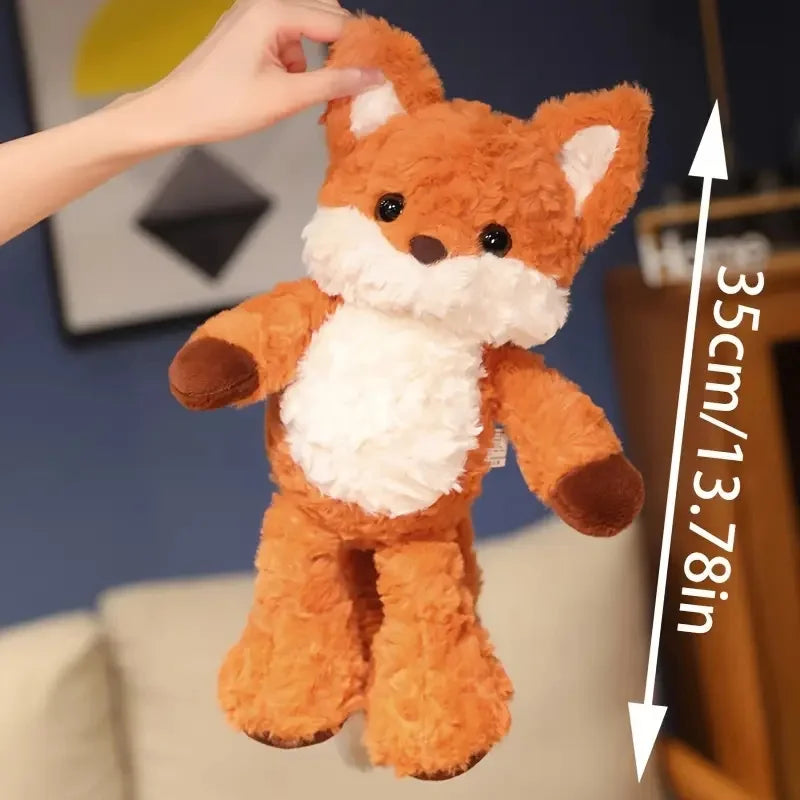 35cm red fox plush toy on white background