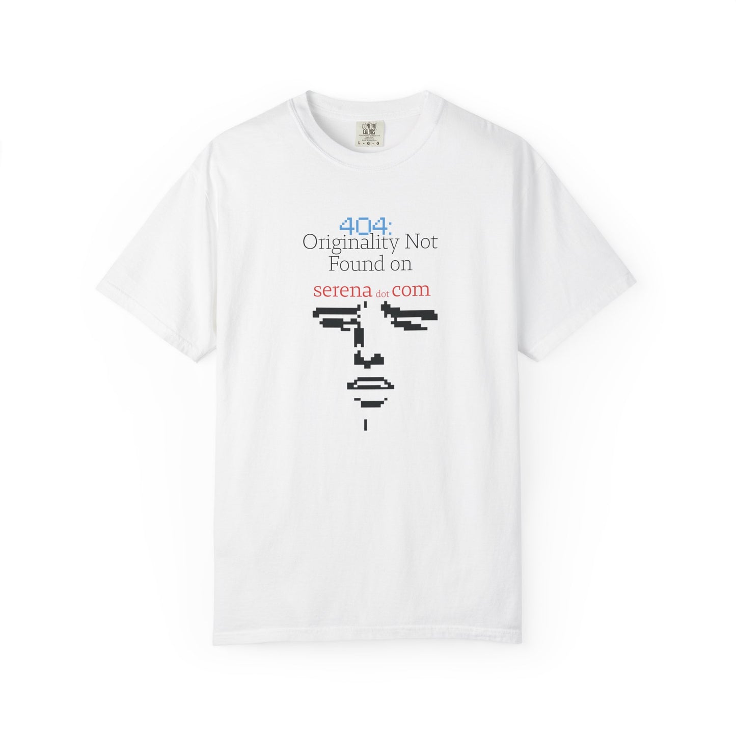 404 Originality Not Found pixel face satire graphic tee by Aprasi in garment dyed heavyweight cotton
