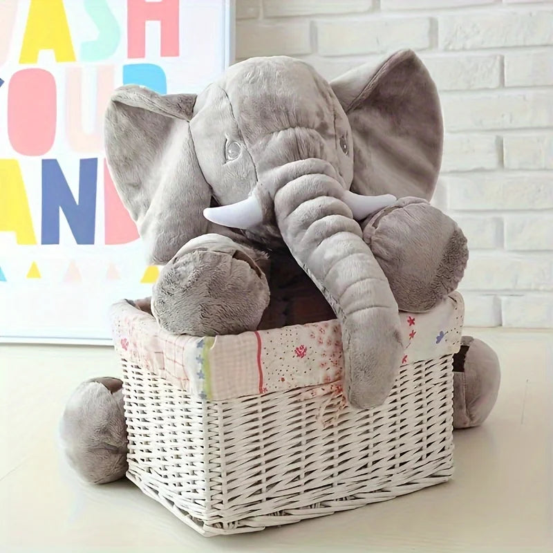 40cm elephant plush shown next to a crib for size reference