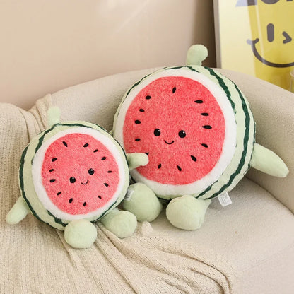 40cm kawaii watermelon plush displayed on bedroom shelf decor setup