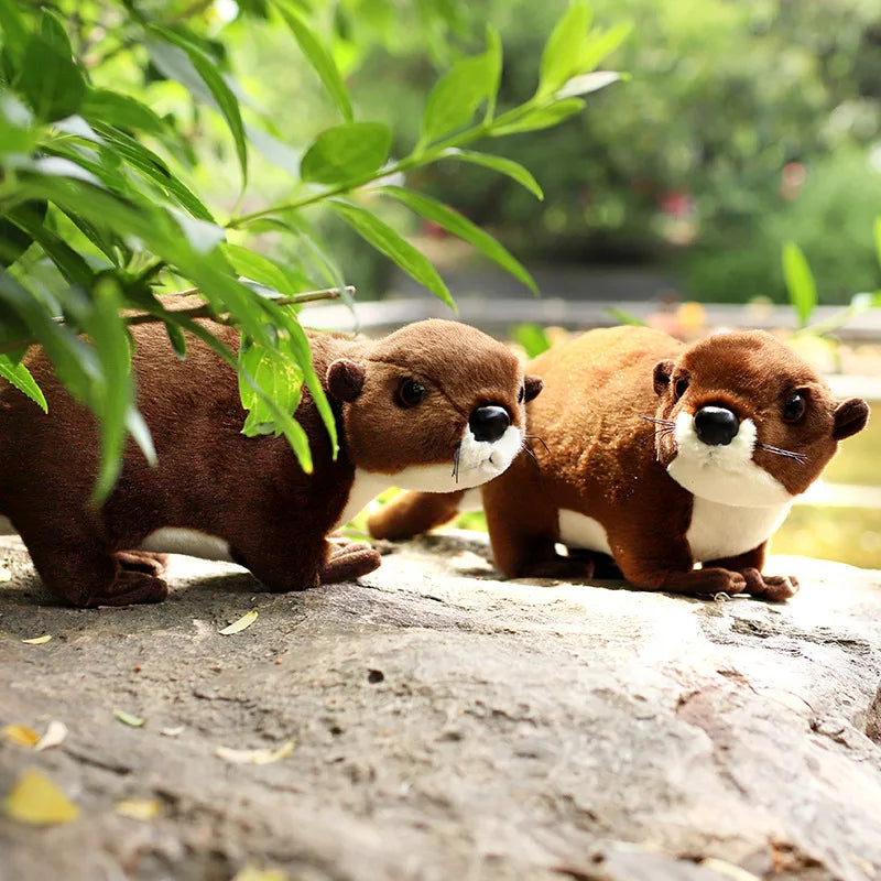 40cm realistic otter plush toy displayed on wooden shelf