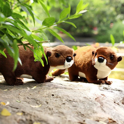 40cm realistic otter plush toy displayed on wooden shelf