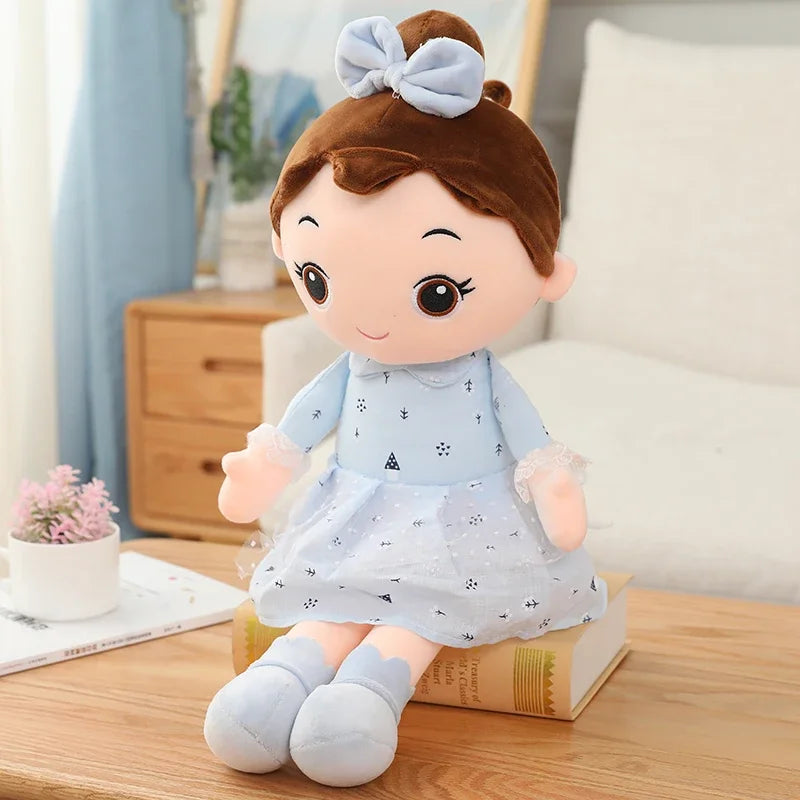 45cm stuffed princess plush doll compared to ruler for size reference blush pink