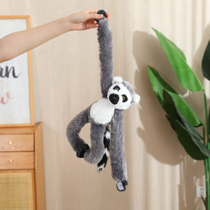 50cm lemur plushie with long arms displayed on bedroom shelf as jungle animal decor