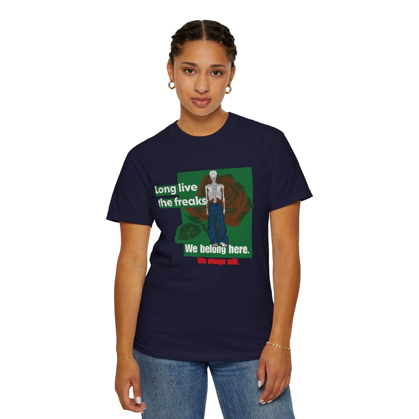 Long Live the Freaks" Gothic Skeleton T-Shirt