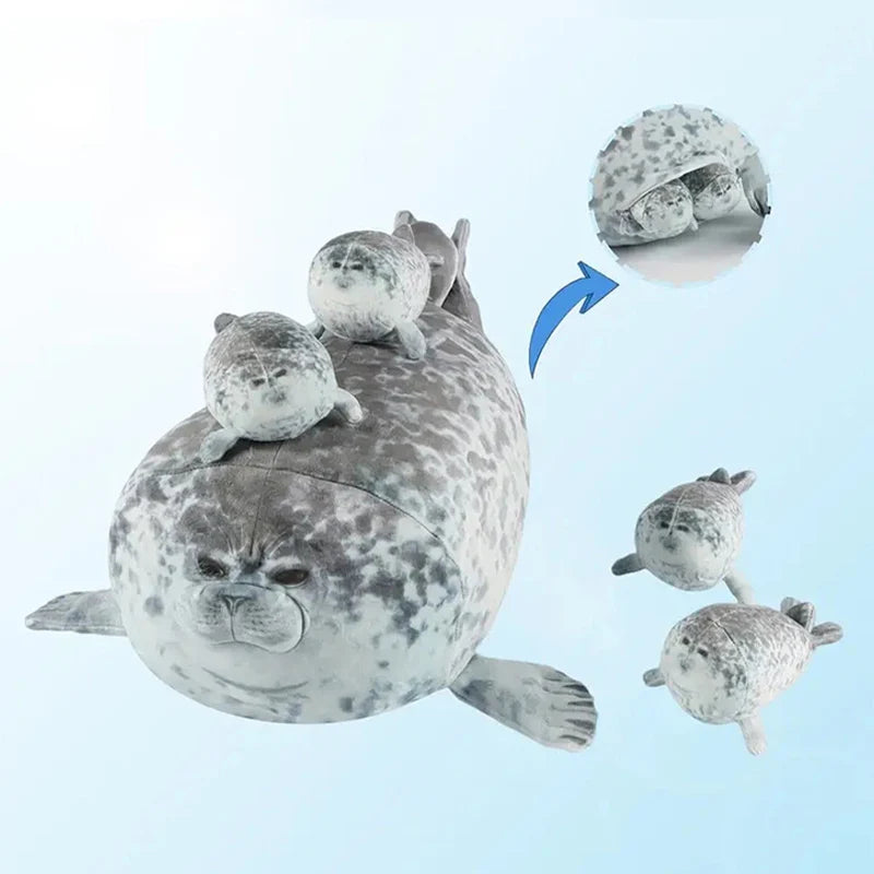 5 in 1 seal toy set with four hidden baby seals inside mama seal