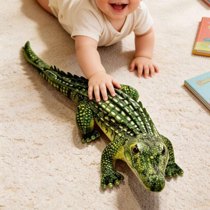 65cm vs 90cm size comparison, alligator plush toy and giant stuffed crocodile side by side