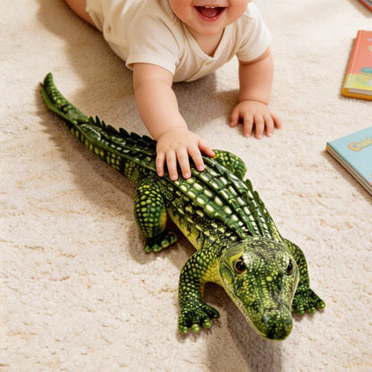65cm vs 90cm size comparison, alligator plush toy and giant stuffed crocodile side by side