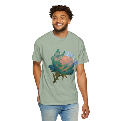 Unfold Rose Graphic Tee | Vintage Floral Garment Dyed Unisex T-Shirt by Aprasi