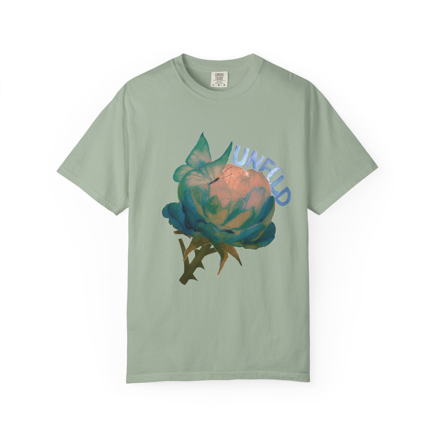 Unfold Rose Graphic Tee | Vintage Floral Garment Dyed Unisex T-Shirt by Aprasi