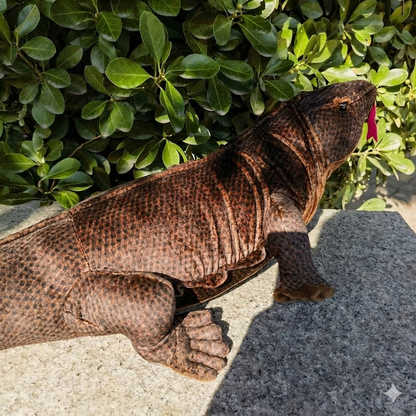 75cm realistic lizard plush laid flat showing full length
