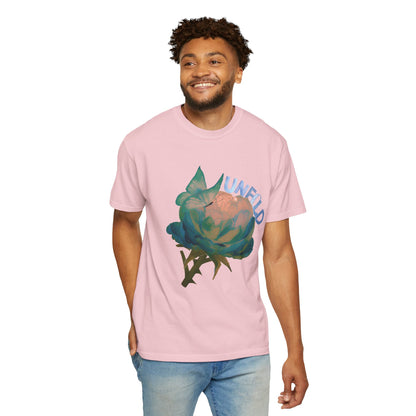 Unfold Rose Graphic Tee | Vintage Floral Garment Dyed Unisex T-Shirt by Aprasi