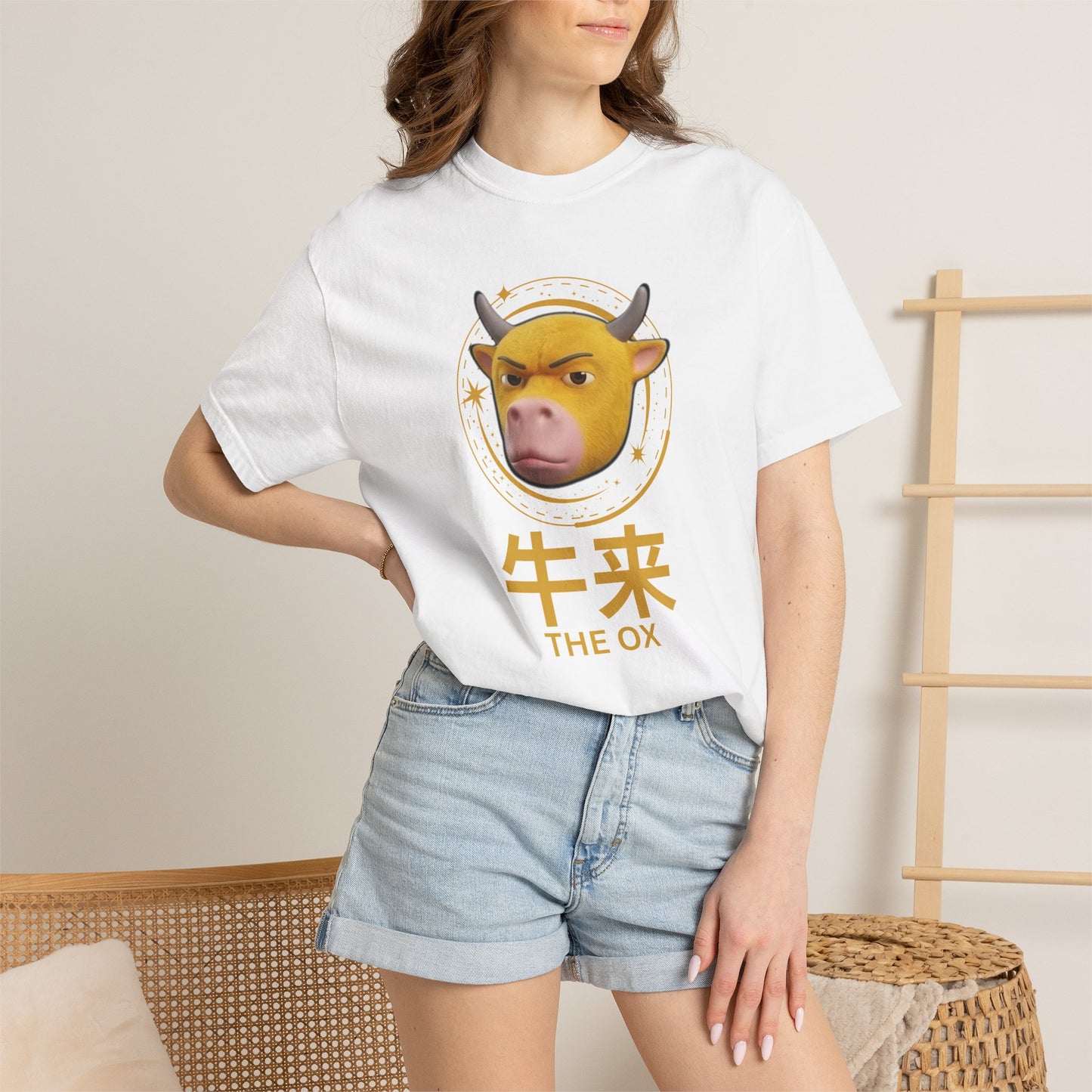 Niu Lai Ox Meme Graphic Tee | 牛来 Celestial Halo Streetwear Shirt | Comfort Colors 1717